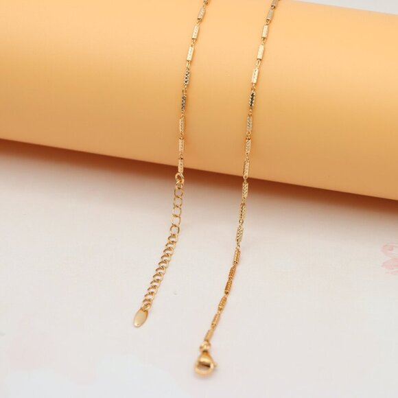 "Textured Rose Gold Chain Necklace, Elegant Shine, XPNL0182 - Picture 11 of 12
